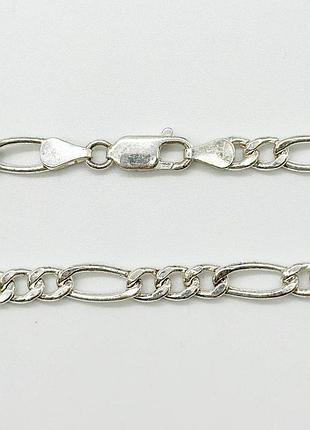 Серебряная цепочка, фигаро (картье) 3+1 (809), размер 50 см x 0,6 см, вес: 11.4 г