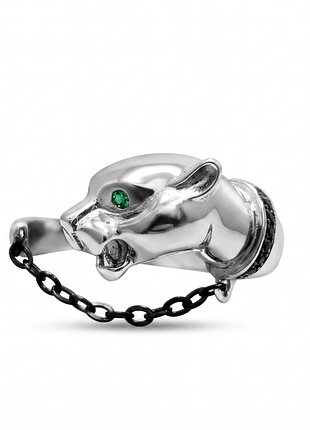 Серебряное кольцо в стиле "cartier" со вставкой фианит, размер 18,5, вес: 4.7 г