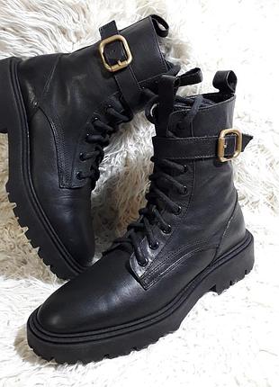 Кожаные ботинки zara, 39размер