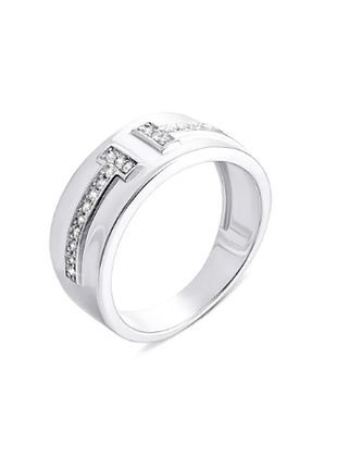 Серебряное кольцо в стиле "tiffany" с фианитами, размер 16,0, вес: 3.8 г