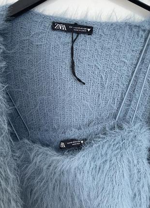Zara fluffy s топ+кардиган 3