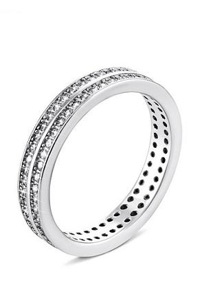 Серебряное кольцо шайба в дизайне дорожки, размер 15,5, вес: 2.4 г