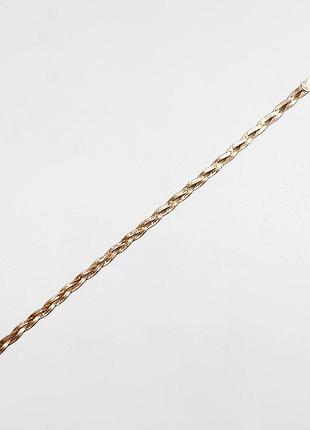 Срібний браслет в позолоті, коса (819а), розмір 17 см x 0,4 см, вага: 2.3 г