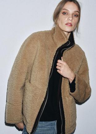 Куртка жіноча zara тедді бежева