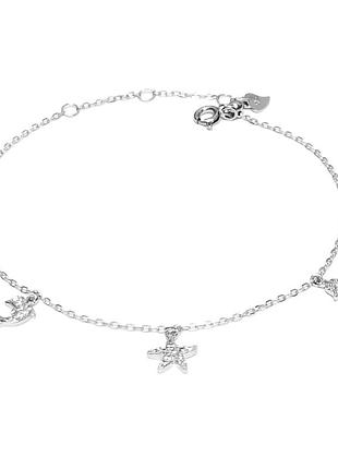 Серебряный браслет со вставкой фианит, размер 21 см x 0,1 см, вес: 1.5 г