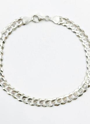 Серебряный браслет, гурмет (панцирь) плоский (079), размер 22 см x 0,7 см, вес: 11.1 г