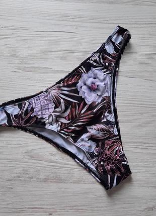 Плавки низ бікіні від купальника бразиліани shein великого розміру l xl чорні в принт пальмові литися ананаси