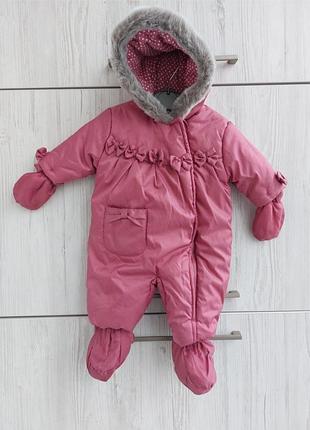 Брендовый комбинезон с перчатками mothercare для новорожденной девочки весом до 4,5кг