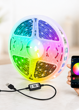 Led гирлянда c bluetooth и управлением с телефоном 5м app bt / светодиодная bluetooth rgb лента usb / rgb лента 12в