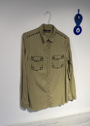 Жіноча сорочка scotch & soda stardust оливкового кольору розмір m