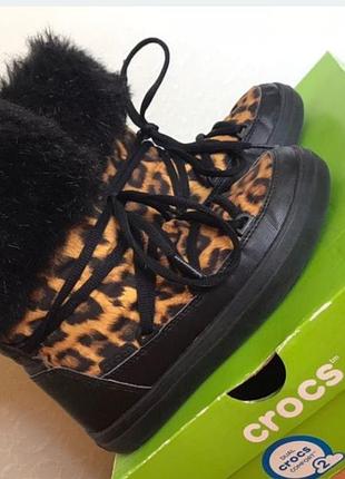 Чоботи crocs зимові леопардові