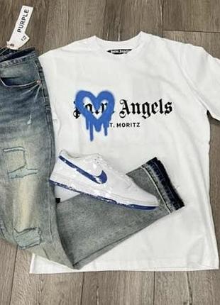 Футболка чоловіча palm angels st. moritz heart sprayed logo t-shirt біла бавовняна