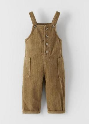 Брюки для дітей zara, вельветові, на лямках, розмір 98, коричневий