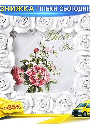 Ku фоторамка sweet white universal fit белые розы квадратная 10,5х10,5см настольная рамка для фото из uni2l_k