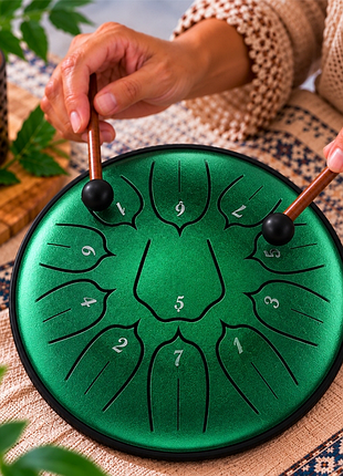 Глюкофон "happy drum" 11 нот колір смарагдово-зелений