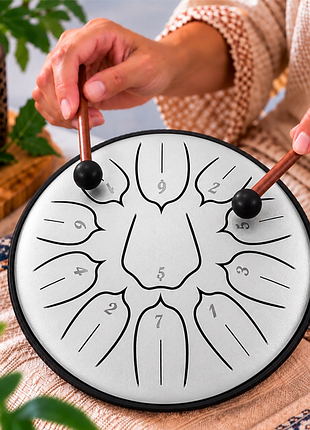 Глюкофон "happy drum" 11 нот цвет титаново-белый
