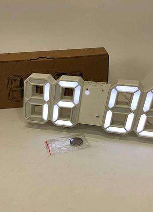 Часы настольные ly-1089 с белой подсветкой led белые, часы электронные светящиеся, электронные часы vst