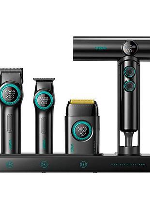 Набор vgr steplerss rpo 4 in 1 black, машинка для стрижки, триммер, электробритва, фен