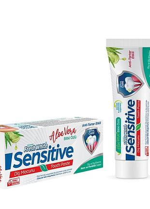Зубна паста fresh white sensitive aloe vera для чутливих зубів 90 г