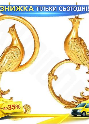 Ku набір підвісні фігурки universal fit павич та кільце золоті для декору інтер'єру прикраси з полісто uni2l_k