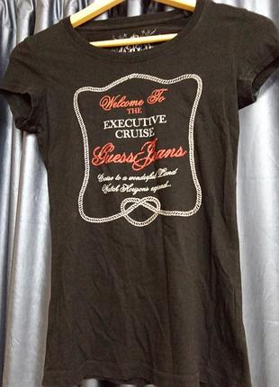 Футболка жіноча guess чорна з написом xs