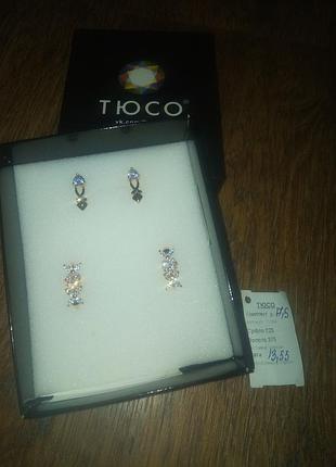 Сережки для дівчаток tioco з кристалами сріблястий