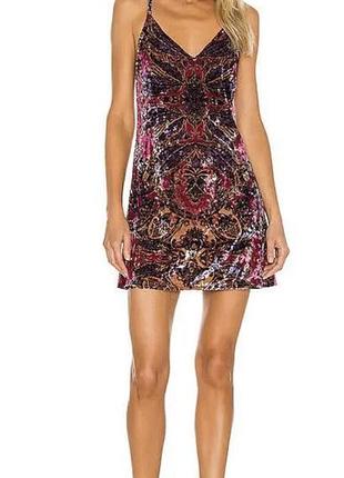 Коротка жіноча сукня free people різнокольорова, розмір xs, оксамит