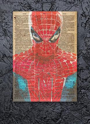 Человек паук плакат spider man постер людина-павук плакат газетный фон плакат с газеты герой на плакате холст m: 40x60