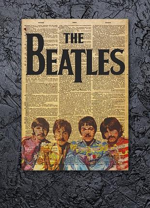 Битлз плакат beatles плакат музыкальный плакат фото холст битлз постер на стену друк на холсті газетный фон m: 40x60