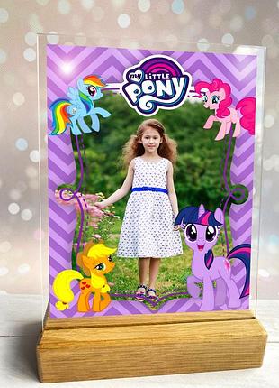 Детская фотография в рамке little pony на деревянной подставке (дизайн 005)