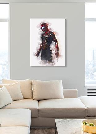 Человек паук картина на холсте декор на стену марвел мстители спайдермен spiderman подарок парню постер l:80x60