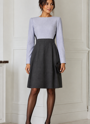 Стильное деловое платье-миди j.crew (эффект «блузка + юбка») шерсть