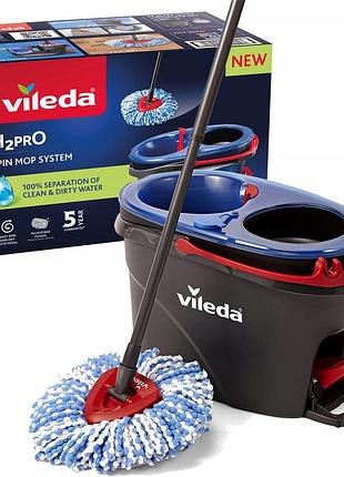 Набор для уборки vileda h2pro spin mop & bucket system двухкамерная технология ведра (178332)