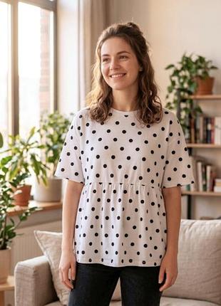 Женская футболка топ asos трикотажная свободного кроя в горошек размер 34 (xs s m) новая