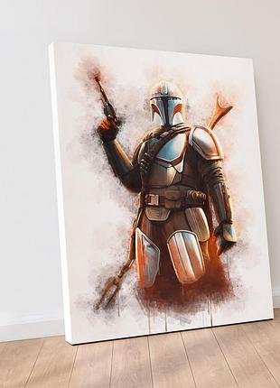 Серіал мандалорець холст star wars картина на полотні mandalorian герой на білому тлі друк на полотні картина m: 40x60
