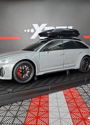 Колекційна моделька audi rs6, сіра, масштаб 1:24, металева