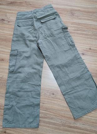 Женские широкие джинсы хаки карго h&amp;m divided 36p 2