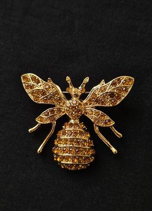 Роскошная винтажная брошь пчела с медовыми кристаллами 🐝✨