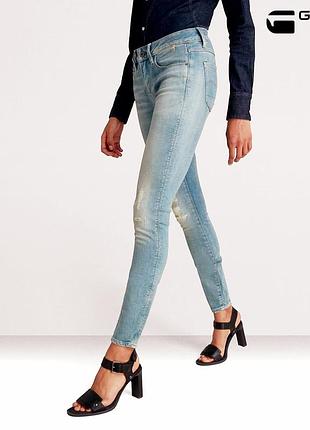 Оригінальні жіночі джинси g star raw 3301 mid skinny розмір xs s w27 l32 світло-блакитні джестар джистар скіні вузькі котонові а1