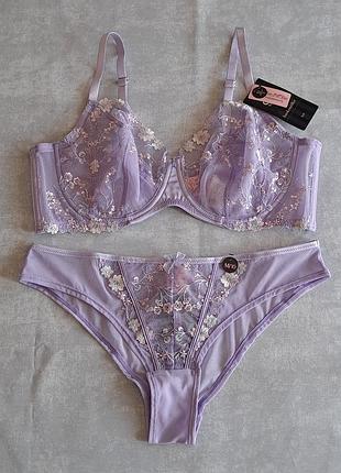 Кружевной комплект нижнего белья бюстгальтер 80d (36d) / 85с (38с), трусики s, m