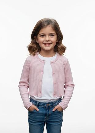 ​🌸🎀 нежный розовый кардиган-кроп в рубчик! идеален для принцессы 4-5 лет (рост 104-110 см)! 🎀🌸