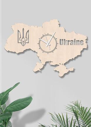 Карта україни герб україни натуральний годинник український годинник еко годинник красивий декор стіни фігурний годинник 60/40 см