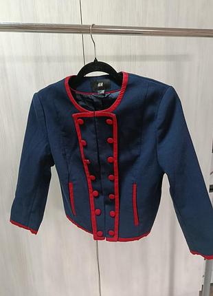Жакет жіночий h&m синій з червоною обробкою