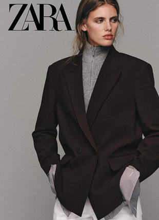 Стильний піджак oversize від zara / коричневий