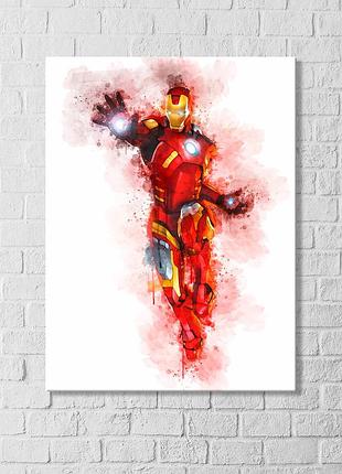 Железный человек фото картина мстители месники iron man марвел постер для декора спальни холст на стену м:60х40