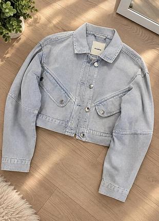 Жіноча джинсова куртка pull&bear укорочена світло-блакитна