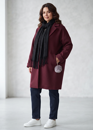 Пальто жіноче вовняне бордове velvet 22522