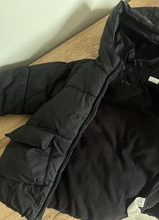 Куртка для дитини zara чорна з капюшоном 3