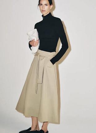 Міді спідниця жіноча zara бежева, розмір s
