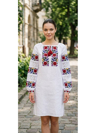 Вишита сукня "іворі" pl-0018